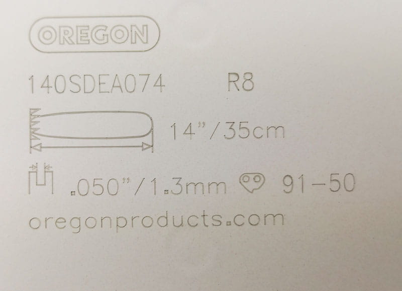Oznaczenia na prowadnicy Oregon 140SDEA074